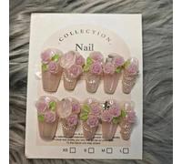 Ongles,Pointes,Set d'ongles Presse à la main sur les ongles strass faux ongles décoration manucure couverture complète faux ongles conseils(2-M)