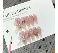 Ongles,Pointes,Set d'ongles Presse à la main sur les ongles strass faux ongles décoration manucure couverture complète faux ongles conseils(3-M)