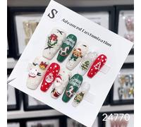 Ongles,Pointes,Set d'ongles Presse sur les ongles à la main couverture complète père noël faux ongles avec des conceptions ensemble d'ongles professionnels for noël(A5-XS)