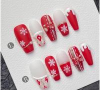 Ongles,Pointes,Set d'ongles Presse sur les ongles à la main couverture complète père noël faux ongles avec des conceptions ensemble d'ongles professionnels for noël(A11-M)