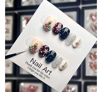Ongles,Pointes,Set d'ongles Presse sur les ongles à la main couverture complète père noël faux ongles avec des conceptions ensemble d'ongles professionnels for noël(1-L)
