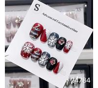 Ongles,Pointes,Set d'ongles Presse sur les ongles à la main couverture complète père noël faux ongles avec des conceptions ensemble d'ongles professionnels for noël(3-L)