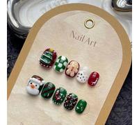 Ongles,Pointes,Set d'ongles Presse sur les ongles à la main couverture complète père noël faux ongles avec des conceptions ensemble d'ongles professionnels for noël(A7-M)