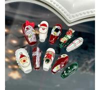 Ongles,Pointes,Set d'ongles Presse sur les ongles à la main couverture complète père noël faux ongles avec des conceptions ensemble d'ongles professionnels for noël(A176-S)
