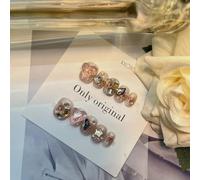 Ongles,Pointes,Set d'ongles Vêtements faits à la main for ongles, personnalité, Flash, doux, frais, court, sort, perceuse, perles en acier, Nail Art, conception de Style fini(11 Size S)