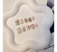 Ongles,Pointes,Set d'ongles Vêtements faits à la main for ongles, personnalité, Flash, doux, frais, court, sort, perceuse, perles en acier, Nail Art, conception de Style fini(14 Size M)