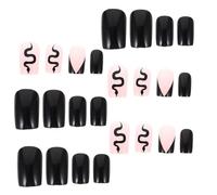 Ongles Press Noirs Abs 1 Set, Produits de Manucure, Célébration Halloween | Faux Ongles Détachables pour Femmes, Application Rapide, Salon et Dating, 24 Pièces en Boîte
