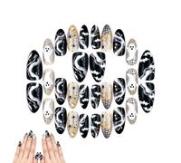 Ongles Press-on Halloween Lot De 30 Pièces Manucure Halloween Réutilisable | Faux Ongles Press-on Avec Design Fantôme 3D Et Motif Araignée Pour les Fêtes, Maison, Salon, Bureau et