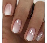 Ongles Pressés Carrés Courts Français Chromés - 24 Pièces Réutilisables avec Design Brillant - Kit Faux Ongles Acryliques sans Dégâts pour Manucure Maison