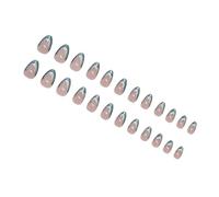 Ongles Réutilisables Effet Brume De Glace Bleu Glace Ensemble De Manucure Française Détachable Faux Ongles Pour Événement Voyage Manucure ABS Non Toxique