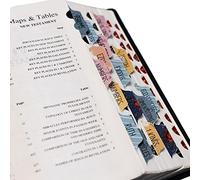 Onglets de Bible laminés pour étude de la Bible, v2croft Floral Design Tabs pour Bible, Ancien et Nouveau Testament, 66 onglets d'index de la Bible, 34 onglets supplémentaires vierges