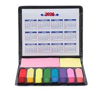 Onglets de notes autocollantes,blocs-notes autocollants,Ensemble de notes autocollantes colorées - Boîte d'emballage en Faux cuir, Notes, livre de drapeau, Note autocollante avec calendr