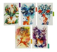 Onglets d'index pour A5 / A6 6 trous couverture anneau rond vue classeur dossier de fichiers feuilles mobiles protecteurs de couverture de reliure (Green Deer, A5/21cm*15cm/8.5 Inch)