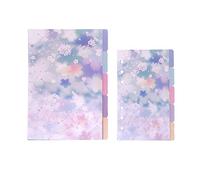 Onglets d'index pour A5 / A6 6 trous couverture anneau rond vue classeur dossier de fichiers feuilles mobiles protecteurs de couverture de reliure (Divider Cherry blossoms, A5/21cm*15cm/8.5 Inch)