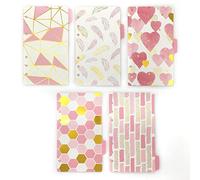 Onglets d'index pour A5 / A6 6 trous couverture anneau rond vue classeur dossier de fichiers feuilles mobiles protecteurs de couverture de reliure (Divider Paper Pink, A6/17cm*10cm/6 Inch)