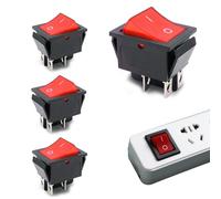 ONGNIUU 4Pcs Interrupteur Bipolaire, 4 Pôles Avec Témoin Lumineux Rouge, Environ 250 V - 16 A, 2 positions : marche/arrêt