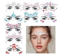 ONGNIUU 9 Ensembles Strass Autocollant Visage, Strass Visage Festival, Autocollants pour le Visage et le Visage de Rave Avec Strass pour le Visage et le Corps
