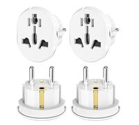 ONGNIUU Adaptateur Universel pour Voyager en Espagne, Compatible avec la Plupart des Pays Européens, Lot de 4 - Convertisseur de Prises USA, UE, UK, Australie, Chine, Italie, Suisse vers Prise