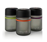 ONGROK Lot de 3 bocaux de rangement en verre de 180 ml, avec code couleur, hermétiques, anti-UV, pour ranger les marchandises avec soin avec couvercle résistant aux enfants
