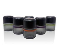 ONGROK Lot de 6 bocaux de rangement en verre, 80 ml, pots à herbes/épices UV avec couvercle résistant aux enfants, conteneurs en verre à code couleur, hermétiques pour préserver les odeurs et les