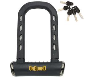 OnGuard RockSolid Antivol en U léger et résistant aux meuleuses d'angle, 8,9 x 17,5 cm, pour vélo ou moto, manille de 14 mm, mécanisme de verrouillage X4P, 5 clés incluses