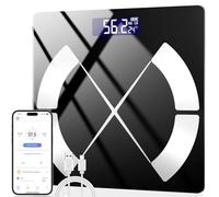 Onherm Balance Pese Personne, Pese Personnes avec Application, Balance Bluetooth pour Graisse Corporelle 180kg, IMC, Poids, Masse Musculaire, Eau, Protéines, Muscle Squelettique, Poids Osseux, BMR