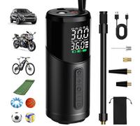 Onherm Compresseur à Air Portatif, Gonfleur Pneus Voiture sans Fil avec Jauge, Mini Compresseur 150PSI avec Arrêt Automatique et Lumière LED pour Voiture, Moto,Scooter, Vélo, Boule