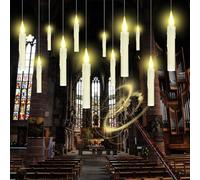 Onherm Pack de 12 Velas Flotantes con Varita Mágica, Velas LED con Función de Temporizador, Velas Flotantes Parpadeantes, Velas Voladoras, Velas Decorativas para Halloween, Navidad