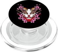 Oni Demon Kitsune Masque Sakura Fleur de Cerisier Katana PopSockets PopGrip pour MagSafe
