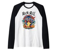 Oni Demon Rock Chat Samouraï Japonais Classique Irezumi foncé Manche Raglan