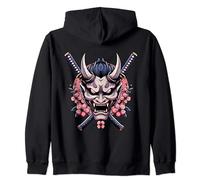 Oni Mask Masque double Katana Demon Masque japonais Oni Sweat à Capuche