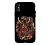 Oni Masque Japonais Démon et Serpent Coque pour iPhone X/XS