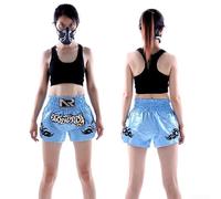 Oniissy Anotherboxer Short de kick-boxing pour femme pour entraînement MMA, Muay Thai, taille élastique, mélange de tissu respirant pour combat et fitness (bleu clair)