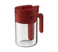 Oniissy Bocal à épices en verre avec couvercle droit et poignée étendue pour le rangement de la cuisine, design carré économise de l'espace, construction en ABS et verre en vert, jaune, gris, vin