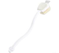 Oniissy Brosse de bain double face à long manche à poils doux pour exfoliant shampooing massage, brosse de douche à portée étendue, pour la circulation de la cellulite et la peau sèche (blanc)