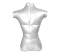 Oniissy Buste Mannequin Homme Gonflable Portable - Demi-Corps en PVC Argenté - Demi Body Display Model for Vêtements, Bijoux, Écharpe Exposition - 72 cm de haut, 53 cm de largeur d'épaule, 90 cm de