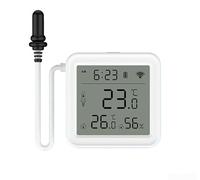 Oniissy Capteur de température et d'humidité WiFi avec sonde externe de 1 m pour Tuya Smart Home, affichage en temps réel, contrôle par application, assistants vocaux pour la maison
