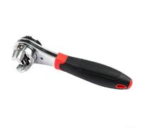 Oniissy Clé à cliquet réglable 6-22 mm métrique ou 1/4-7/8 pouces Clé à douille Outil à main avec poignée ergonomique pour la maison DIY automobile pour réparation de vélo Plomberie Argent Rouge