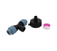 Oniissy Connecteur adaptateur de réservoir IBC S60X6 à filetage grossier pour raccords PE de 20/25/32 mm, accessoire de réservoir d'eau en plastique (sortie en T 20 mm)