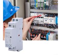 Oniissy Contacteur CA 25 A 2 pôles 2NO 230 V pour contrôle de charge et de circuit, montage sur rail, fonctionnement silencieux, économe en énergie, taille compacte 18 x 68 x 83,5 mm, nylon PA6,