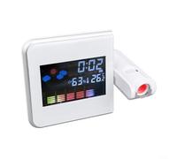 Oniissy Creative Color Réveil numérique à projection LCD avec capteur d'humidité pour la maison et le bureau Thermomètre hygromètre numérique haute précision avec affichage calendrier (Noir)