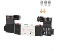 Oniissy Électrovanne double 2 positions 5 voies avec fonction mémoire, DC24 V 0-0,8 MPa (114 psi) Valve pneumatique pilotée pour contrôle du flux d'air industriel, aluminium