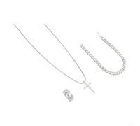 Oniissy Ensemble collier bracelet bague punk gothique flèche pour punk | SUS316L - En acier inoxydable - Revêtement noir - Hypoallergénique - Pour tous les jours