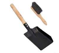 Oniissy Ensemble pelle à charbon et brosse en métal robuste | Pelle à cendres en métal avec brosse à main douce pour le feu | Grande pelle à poussière de jardin ou pelle à charbon pour ramasser le