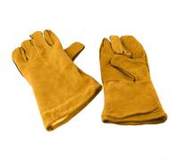 Oniissy Gants de soudage, résistants à la chaleur et au feu, gants de soudeur en cuir de vache, gants de soudeurs, gantelets, gants de barbecue, four à bois, gants de gril longs doublés, jaune