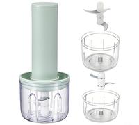Oniissy Hachoir à ail électrique USB avec lames en acier inoxydable 304, broyeur de légumes et presse-purée pour la préparation des aliments, comprend 2 tasses (100 ml + 250 ml) (vert)