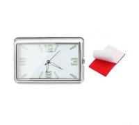 Oniissy Horloge de voiture pour tableau de bord intérieur avec mouvement à quartz et cadran en verre, compatible avec montage sur sortie d'air, design rectangulaire avec marqueurs d'heures clairs pour