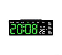 Oniissy Horloge murale numérique LED avec affichage de la température de la semaine, grand écran, télécommande, rappel médical, 3 niveaux de luminosité, heure d'été format 12/24 heures (B)