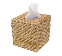 Oniissy Housse de boîte à mouchoirs carrée en rotin tissé à la main pour mouchoirs de 12,7 cm, couleur bois naturel, convient à la décoration de salon, salle de bain, bureau, compatible avec standard