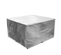 Oniissy Housse de protection en polyéthylène transparent pour table de salle à manger avec corde réglable pour meubles carrés, imperméable, résistant aux UV, résistant aux déchirures (125 x 125 x 71